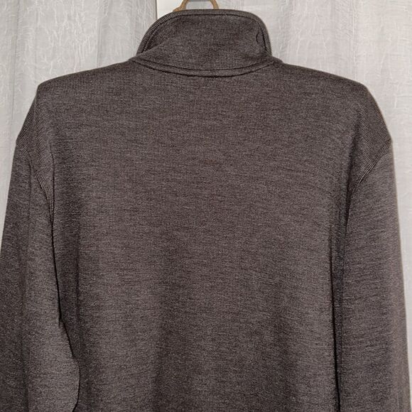 Van Heusen L Cotton Blend Brown Quarter Zip Knit Mock Neck Sweater - Picture 4 of 12